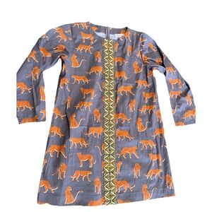 SHERIDAN FRENCH Evans II dress mushroom‎ cheetah Artsy Cotton Shift Novelty M L